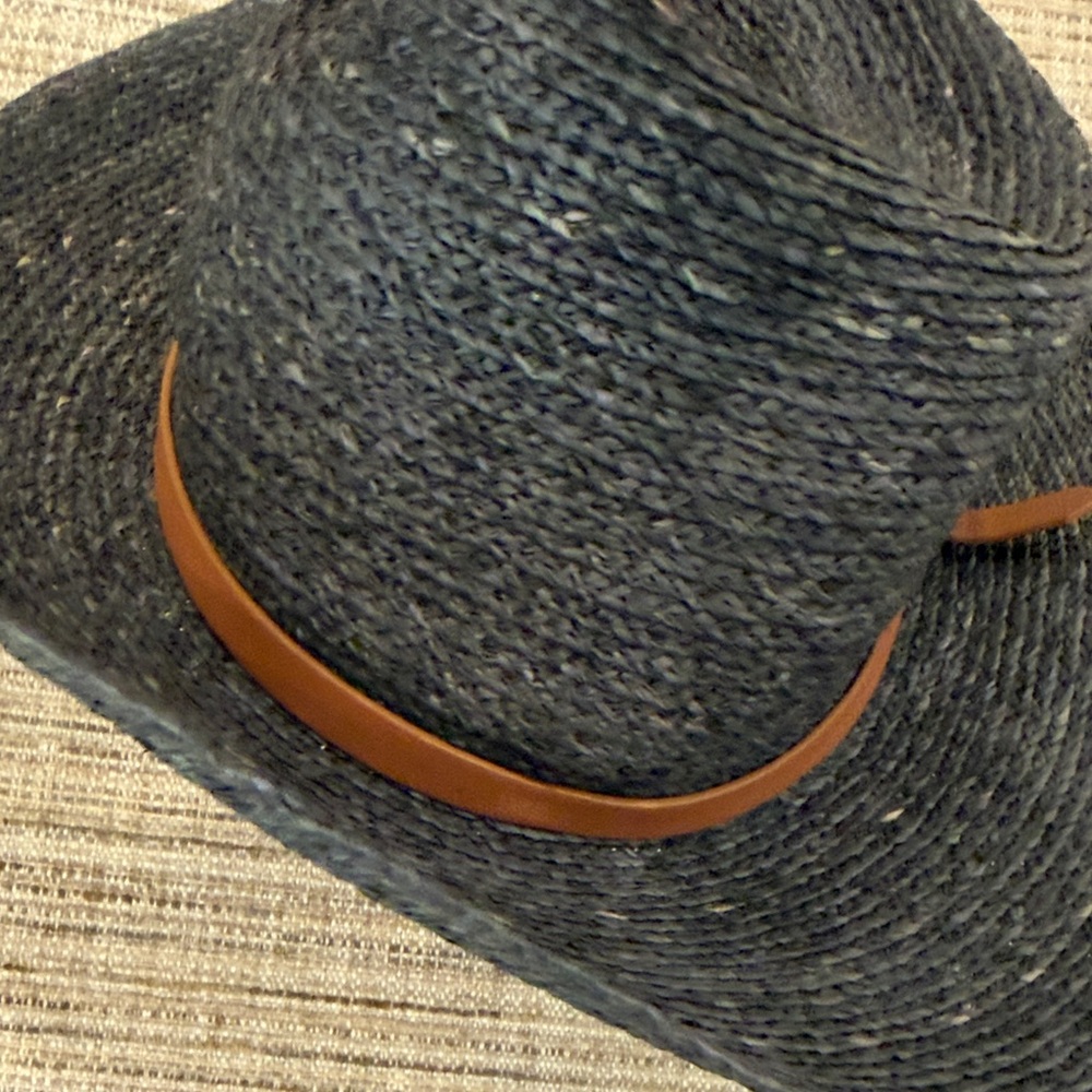 Helen Kaminski Black Straw Hat with Tan Band - Picture 7 of 10